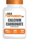 BulkSupplements.com 칼슘 탄산염 캡슐 - 칼슘 탄산염 보충교재, 칼슘 탄산염 500mg - 칼슘 보충교재, 글루텐 자유로운, 서빙 당 2개의 캡슐, 360의 캡슐 (팩 1)