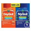 Vicks DayQuil & NyQuil 매우 집중된 Liquicaps Co-Pack, 찬 & 유출 약, 두통, Fever, Sore Throat, Minor Aches & 고통, & 기침, 96ct를 위한 강력한 다 Symptom 주간 & 야간 기복