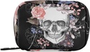 Naanle Watercolor Flower Skull Pill Box 7 Day Pill Case Travel Pill 주최자 가방 지퍼 휴대용 주간 케이스 컴팩트 크기 비타민 보충 홀더