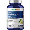 NusaPure 백색 Mulberry 잎 추출물 10:1 추출물, 5000mg 180 Veg 모자 (비건, 비 GMO Bioperine)와 동등한 500 mg