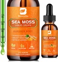 Sea Moss Liquid Drops - Burdock Root, Tumeric, Spirulina, Gut Health & Antioxidant Supports 용 Seaweed Moss Gel 보충 - 2 Fl Oz