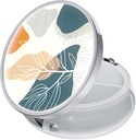 Rouidr Pill Box, 3 Compartment Medicine Pill Case, Purse & Pocket, Silver, Abstract Boho Leaf를 위한 작은 금속 여행 약 상자