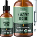 갑상선 지원을위한 유기 이오딘 액체 | Nascent Iodine 보조제 | USDA 인증 유기농 | Thyroid Support를 위한 탈색된 칼륨 이오이드 액체 | 1100 mcg | 2 Fl Oz, 1년 이상 공급