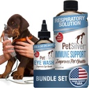 PetSilver - Immune 지원 (16 fl oz) 및 Eye Wash (4 fl oz) 특허 킬레이트 실버 - 알레르기, Sinus & 기침 치료 - Eye Cleaner & Tear Stain Remover for Cats and Dogs - 미국에서 제조