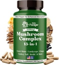 버섯 복합 캡슐, 13-in-1 버섯 보충, 사자 Mane, Reishi, Cordyceps, & 더 많은, 촉진 초점, Clarity, & 기억, 추출물 보충교재, 1 달 공급, 60 조사
