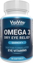 오메가 3 건조한 눈은 EPA와 DHA - VisiVite 건조한 눈 기복 Quench+를 보충합니다 오메가 3 보충이있는 건조 눈 비타민 - 오메가 3 물고기 오일로 만든 건조 눈 비타민 - 60 Softgels.