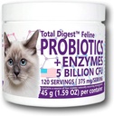 Total DigestTM Feline Probiotics 및 효소, All-Natural Digestive System Dietary Supplement Formula for Cats (120 서빙)