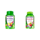 Vitafusion Probiotic Gummy 보조 식품, 라즈베리, 복숭아 및 망고 맛, 35 일 공급, 70 카운트 파워 아연 거미 비타민, 딸기 Tangerine 맛, 90 카운트