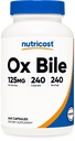 Nutricost Ox Bile 캡슐 125mg, 240 캡슐 - 비 GMO