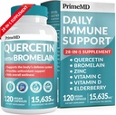 매일 면역 방어 지원을위한 Bromelain 보충과 함께 28-in-1 Quercetin - 비타민 D 및 Elderberry (120ct)에 풍부 성인을위한 비타민 C와 아연을 가진 Quercetin