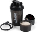 셰이커 병 - 저장 격실을 가진 단백질 셰이커 컵 - 매끄러운 Mixing-500ML/16oz (PURE BLACK)를 위한 믹서를 가진 누출 증거 운동 Shake 병