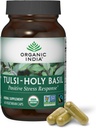 ORGANIC INDIA Tulsi Holy Basil 캡슐 - Holy Basil Extract - Holy Basil Leaf Supplement, Herbal Supplement, Immune Support, Stress Relief, Vegan, Gluten-Free, Kosher, Organic, Non-GMO - 60 캡슐