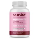 BESTVITE Vegan 비타민 D3 5000 IU + 비타민 K2 100 mcg MK-7 (120 채식 캡슐) - Stearates 없음 - Vegan - 비 GMO - 글루텐 무료