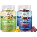 아이를 위한 오메가 DHA Gummies의 뭉치 - 뇌를 위한 비타민 C를 가진 지방산 오메가 3 6 9, 면역력 & 시각 및 아이 마그네슘 Gummies - Nerve 건강 근육 & 건강한 심장 지원을 위한 마그네슘 구연산염