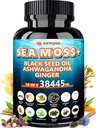 바다 Moss 350mg 까만씨 기름 200mg Ashwagandha 100mg Turmeric 100mg Bladderwrack 100mg Burdock 100mg의 All-in-1 바다 Moss 캡슐-60 조사