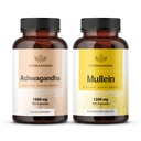 HERBAMAMA Ashwagandha와 Mullein 장비 - 1500 mg Ashwagandha 뿌리의 번들 & 1200 mg Mullein 잎 캡슐 100 모자 - Vegan, Non-GMO, Sugar & Alcohol-Free - 2 팩