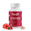 NewLife Naturals D-Mannose Capsules | w/Cranberry and Hibiscus Extract | 천연유린 태크 건강 보충 | 1400mg Pure Veggie Powder | 60 Veggie Capsules