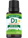 자연의 진실 비타민 D 낙하 | 400 IU | 9.2 mL | D3 for Kids | 채식주의, 비 GMO & 글루텐 무료 보충