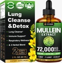 Lungs를 위한 Mullein 하락, Lungs 건강을 위한 3-in-1 Mullein 잎 추출물, 초본 Respiratory Lung 건강 지원 보충교재, 지원 면역성 & 소화 웰니스, 설탕 & 알콜 자유로운 - 2 FL OZ