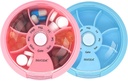 INVODA Weekly Pill 주최자 7 Compartment Rotating Pill Box for Daily Medication & Vitamins - 휴대용 여행 알약 케이스 물고기 오일 보충제 비타민 주최자 (Pink+Blue)
