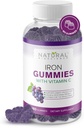 비타민 C를 가진 철 Gummies - 철 부족 빈혈, 빨간 혈액 세포 지원, 에너지, 면역 기능, 뇌 건강, 최대 흡수, 포도 풍미, 180 Vegan Gummies를 위한 Chewable 철 보충교재