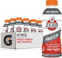 Gatorade Zero with Protein, 10g Whey Protein Isolate, Zero Sugar, Electrolytes, 과일 펀치, 16.9 Fl Oz, 12 팩