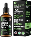 Lungs를 위한 유기 Mullein 하락 - 호흡 지원 & Mucus 기복 - 흡연자를 위한 Lung Detox: Mullein 잎 추출물, Licorice, Ginger, Oregano & Nettle 잎, Thyme - Lung Cleanse 초본 추출물, 2oz