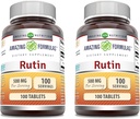 Amazing Formulas Rutin Supplement | 500 Mg | 정제 | Non-GMO | 글루텐 프리 | 미국제 (2 팩 | 100개)