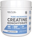 Revival 프리미엄 Micronized Creatine Monohydrate - HPLC는 100% 순수한 급료를 시험했습니다 - 500g (100의 서빙) - Lean 근육 성장을 지원하십시오 - 최대 흡수 - Unflavored - 미국 & 제 3 자 실험실에서 시험되는