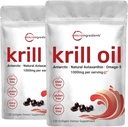 2 팩 Antarctic Krill 기름 보충교재, 서빙 당 1000mg, 120 Soft-Gels 각, Omega-3s, EPA, DHA & Astaxanthin에 있는 부유한, 지원 뇌 건강, 우수한 Krill 기름 캡슐 액체 Softgels