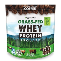 Opportuniteas 잔디에 의하여 먹인 커피 Whey Protein Isolate 분말 - 인공 감미료 없는 27g 단백질 분말, 호르몬 자유로운 Cows, 비 GMO - 2.5lb