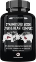 동적인 듀오 : 100 % 잔디 볶음 Bison Liver & Heart Complex | Desiccated Bison Liver and Heart Pill Supplement (단일 병) | 미국에서 제작