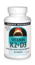 Source Naturals 비타민 K2 + D3 뼈 & 심장 건강 단지 - 400 IU 비타민 D3 & 100 mcg 비타민 K2 (MK-7) 칼슘 - 60 정제