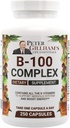 균형이 잡힌 비타민 B 복합체 100mg 250 캡슐, 에너지 및 대사 지원. 모든 B 비타민을 포함 Peter Gillham의 생명 필수,