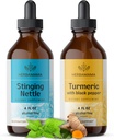 HERBAMAMA 허브 액체 드롭 키트 - 스팅 Nettle & Turmeric Curcumin Tincture 4 fl oz의 번들 - Vegan, Non-GMO, Sugar & Alcohol-Free - 2 Pack