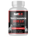 BuffK-9 진실한 챔피언 2.0 근육 건물 개를 위한 보충교재, 근육, 뼈 및 합동 지원을 위한 비타민 B6 B12 Ashwagandha Folate를 가진 Canine 지원 캡슐, 30 Veg 캡슐