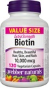 Webber Naturals Biotin 추가 강도 10,000 mcg, 120 캡슐