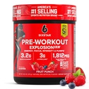 남성 & 여성을위한 6 스타 사전 운동 분말, 과일 펀치 (30 인분) - Preworkout 폭발 2.0 에너지 분말 음료 혼합 베타 알라닌 및 카페인 - 스포츠 영양 보충 제품