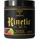 Ambrosia Organic Mushroom Pre Workout Powder with Creatine 3g | Lion's Mane, Cordyceps & Reishi | Clean Pre Workout | 버섯 에너지 및 초점 | 24 서빙 | Strawberry Guava