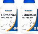 Nutricost L-Ornithine 500mg; 180 캡슐 (2 병)