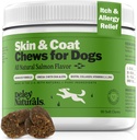Deley Naturals Skin & Coat Chews - Omega 3 Fish Oil, Biotin, Collagen 및 Essential Vitamins가있는 개 알레르기 Chews - Dog Itching Skin Relief 지원, 건조 및 건강한 코트 감소 - 미국
