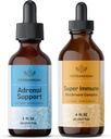 HERBAMAMA Adrenal 지원 및 Super Immune Mushrom 혼합 키트 - 액체 Adrenal 지원 Complex의 번들 2 fl oz & Super Immune Mushroom Drops 4 fl oz - Vegan, Non-GMO, Sugar & Alcohol-Free - 2 Pack