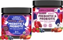 Llama Naturals Kids Pre & Probiotic Gummies + Adult Pre & Probiotic 번들 | 추가 설탕 캔 | Vegan | 유기농 | 혼합 베리 맛 | 2 병