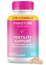 여성용 핑크 Stork Fertility 보조제 | 2-in-1 Conception Support with Inositol, Vitex & Vitamins | 사이클 정규성, 호르몬 균형 및 생식 웰빙 | 60 캡슐