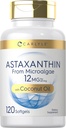 Carlyle Astaxanthin 12mg | 120 Softgels | Microalgae의 보충 | 코코넛 오일 | Non-GMO & 글루텐 프리