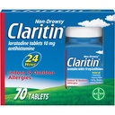 Claritin 24 시간 알레르기 약, 비 돌진 처방 힘 알레르기 구호, Loratadine 항히스타민 정제, 70 조사