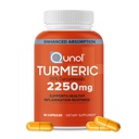 까만 고추를 가진 Qunol 심황 Curcumin, 95% Curcuminoids를 가진 2250mg 심황 추출물, 여분 힘 심황 보충교재, 강화된 흡수, 합동 지원 보충교재, 90 채식주의자 캡슐