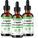 액체 클로로필 하락 - 내부 탈취제, 산화 방지제, 간결 Detox, 면역 지원, 나쁜 숨구멍, 감소 식욕, 머리 & 피부 건강을 위한 교원질 - Vegan, 비 GMO (3 팩)