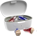 Hearing Aids for Senior, Hearing Aid 충전식 보청기, 볼륨 제어 및 휴대용 자기 충전 케이스가있는 개인 보청기, 소음 취소 보청기 (흰색)