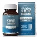 메틸 B12 플러스 L Methylfolate 7.5mg - 활동적인 5-MTHF 모양, MTHFR 보충교재 - 혈류 준비되어 있는 메틸을 섞는 Folate + B12 Cofactor - 지원 계류, Homocysteine 메틸화, Cognition (60의 캡슐)